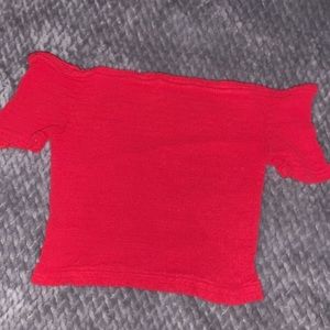 Red off the shoulder crop top